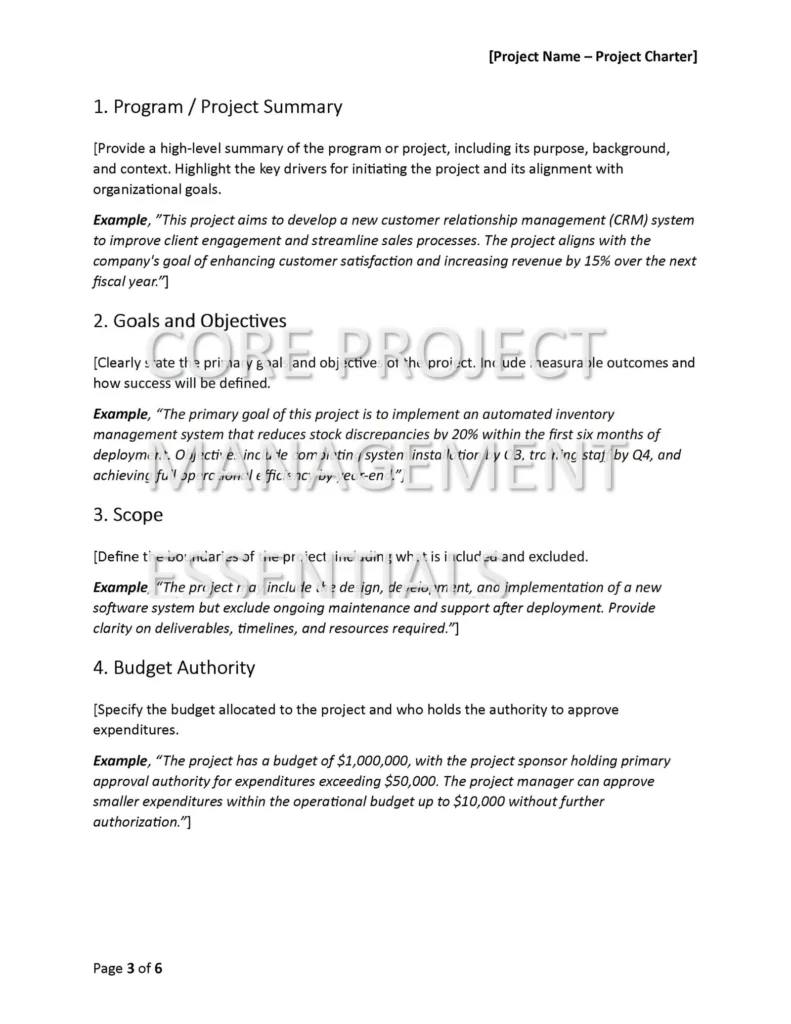 Project Charter Template – Word Document with Built-in Macros
